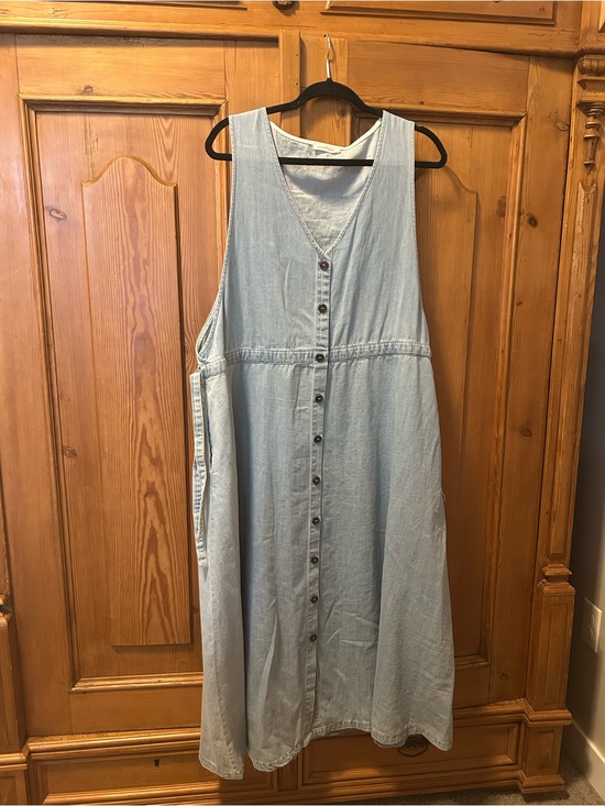 Neuflora Dresses & Skirts - Neuflora Light Blue Denim Button-Front Women's Pinafore Dress